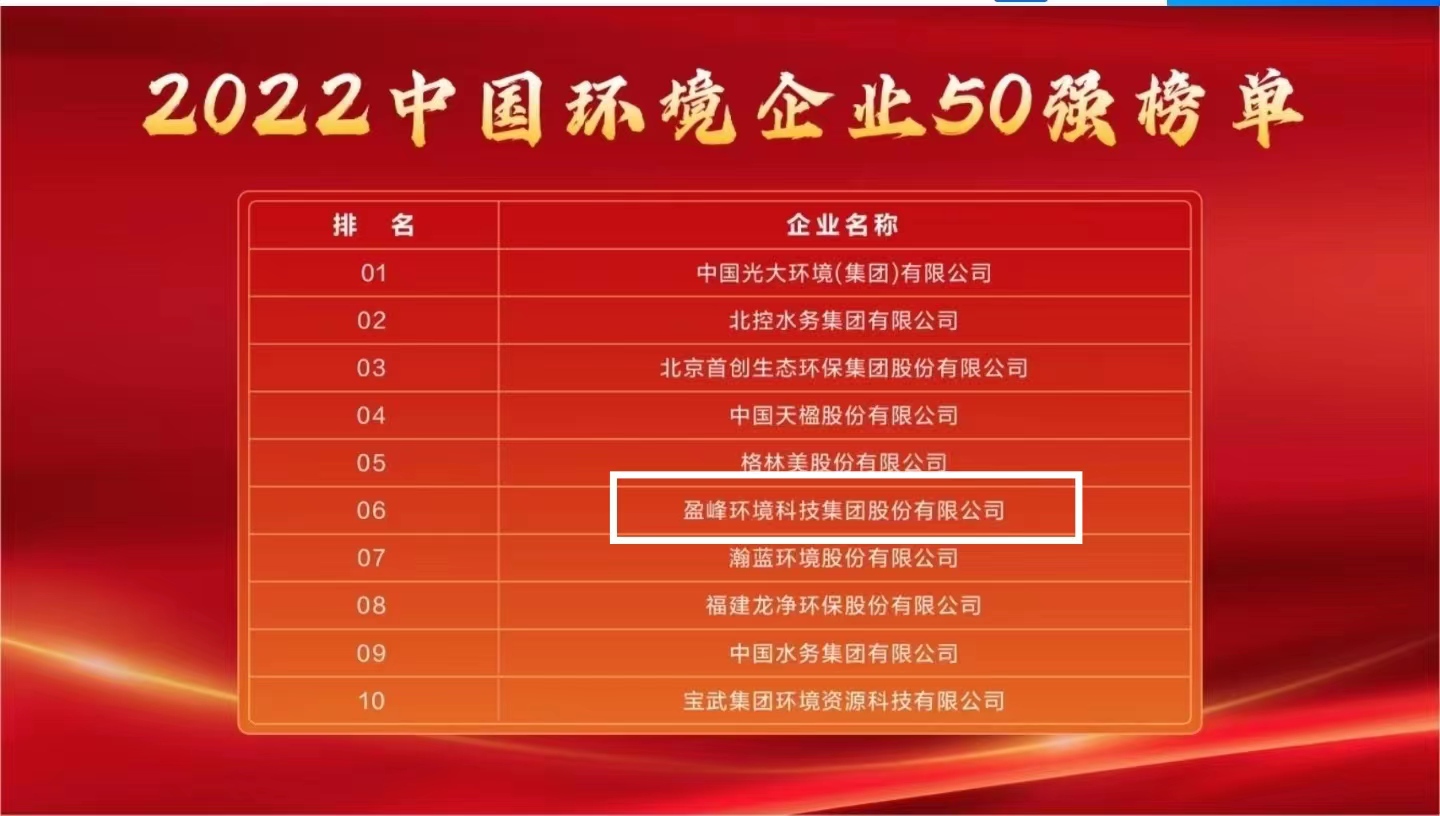 金年会环境连续5年荣登“中国环境企业50强”榜单